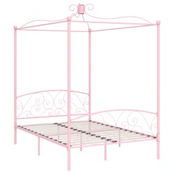 vidaXL Estructura de cama con dosel metal rosa 140x200 cm