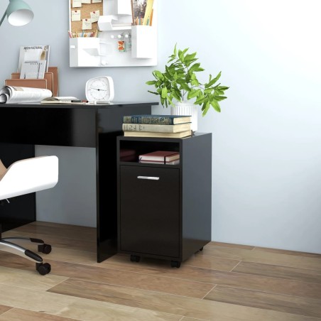 vidaXL Armario auxiliar ruedas madera contrachapada negro 33x38x60 cm