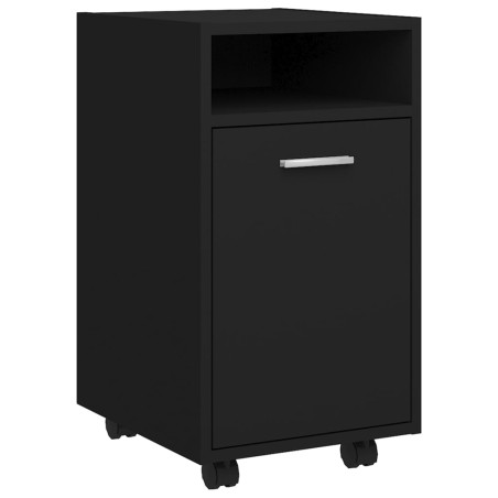 vidaXL Armario auxiliar ruedas madera contrachapada negro 33x38x60 cm