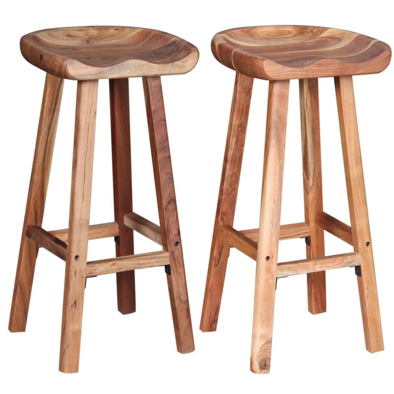 vidaXL Taburetes de cocina 2 unidades madera maciza de acacia vidaXL Taburetes de cocina 2 unidades madera maciza de acacia