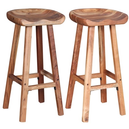 vidaXL Taburetes de cocina 2 unidades madera maciza de acacia