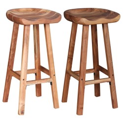 vidaXL Taburetes de cocina 2 unidades madera maciza de acacia
