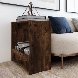 vidaXL Mesa auxiliar madera contrachapada roble ahumado 50x26x50 cm