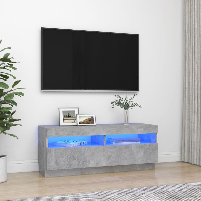 vidaXL Mueble de TV con luces LED gris hormigón 100x35x40 cm vidaXL Mueble de TV con luces LED gris hormigón 100x35x40 cm