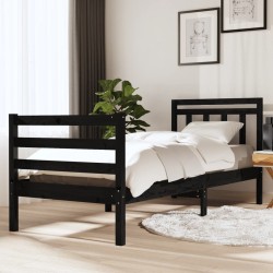 vidaXL Estructura de cama de madera maciza negra 90x200 cm