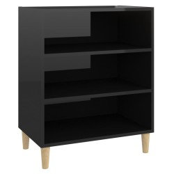 vidaXL Aparador de madera contrachapada negro brillante 57x35x70 cm