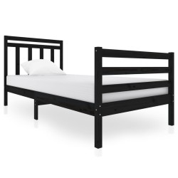 vidaXL Estructura de cama de madera maciza negra 90x200 cm