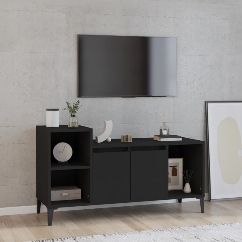 vidaXL Mueble para TV madera contrachapada negro 100x35x55 cm vidaXL Mueble para TV madera contrachapada negro 100x35x55 cm