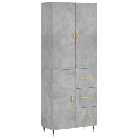 vidaXL Aparador alto madera contrachapada gris hormigón 69,5x34x180 cm