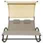vidaXL Tumbona doble con toldo textilene color gris taupe y crema vidaXL Tumbona doble con toldo textilene color gris taupe y crema