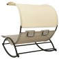vidaXL Tumbona doble con toldo textilene color gris taupe y crema vidaXL Tumbona doble con toldo textilene color gris taupe y crema