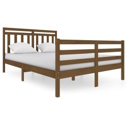 vidaXL Estructura de cama madera maciza marrón miel 140x200 cm