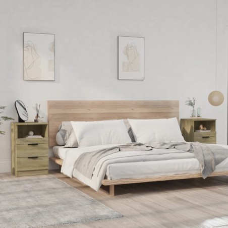 vidaXL Mesita de noche 2 uds madera contrachapada color roble Sonoma
