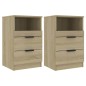 vidaXL Mesita de noche 2 uds madera contrachapada color roble Sonoma