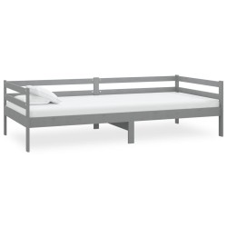 vidaXL Sofá cama de madera maciza de pino gris 90x200 cm