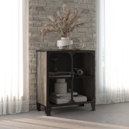 vidaXL Armario de almacenaje metal y MDF gris 72x36x82 cm