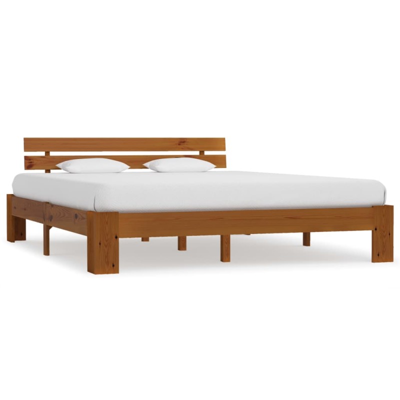 vidaXL Estructura de cama madera maciza pino marrón miel 180x200 cm vidaXL Estructura de cama madera maciza pino marrón miel 180x200 cm