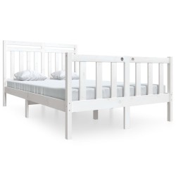 vidaXL Estructura de cama doble de madera maciza blanco 135x190 cm