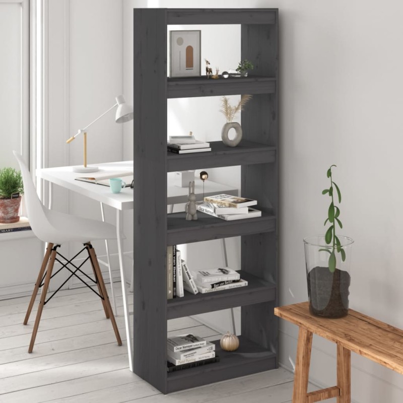 vidaXL Estantería/divisor de espacios madera pino gris 60x30x167,5 cm
