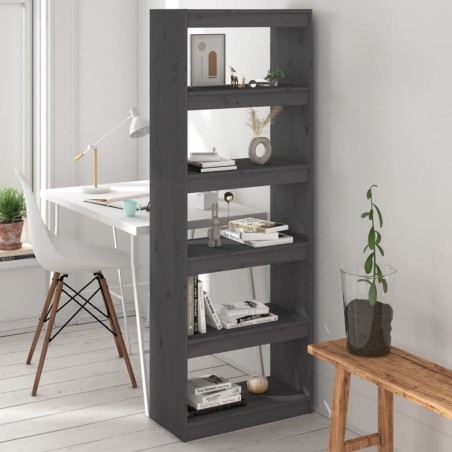 vidaXL Estantería/divisor de espacios madera pino gris 60x30x167,5 cm