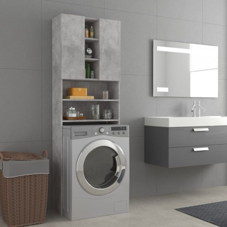 vidaXL Armario de lavadora gris hormigón 64x25,5x190 cm