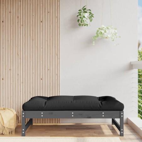 vidaXL Taburete de jardín madera maciza de pino gris 120x80 cm