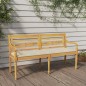 vidaXL Banco Batavia cojín color crema madera maciza de teca 150 cm vidaXL Banco Batavia cojín color crema madera maciza de teca 150 cm