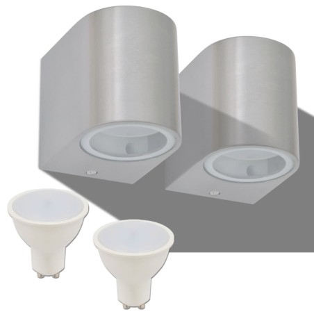 vidaXL Lámpara de pared exterior 2 uds redonda descendente