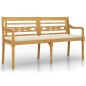 vidaXL Banco Batavia cojín color crema madera maciza de teca 150 cm vidaXL Banco Batavia cojín color crema madera maciza de teca 150 cm