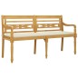 vidaXL Banco Batavia cojín color crema madera maciza de teca 150 cm vidaXL Banco Batavia cojín color crema madera maciza de teca 150 cm