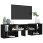 vidaXL Mueble de TV madera contrachapada negro 149x30x52 cm