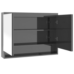 vidaXL Armario de baño con espejo MDF gris brillante 80x15x60 cm