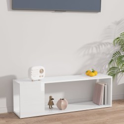 vidaXL Mueble para TV madera contrachapada blanco brillo 100x24x32 cm