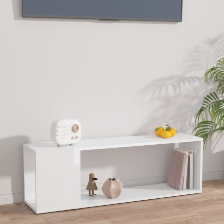 vidaXL Mueble para TV madera contrachapada blanco brillo 100x24x32 cm