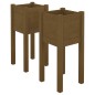 vidaXL Jardineras 2 uds madera maciza de pino marrón miel 31x31x70 cm vidaXL Jardineras 2 uds madera maciza de pino marrón miel 31x31x70 cm