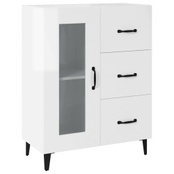 vidaXL Aparador de madera contrachapada blanco brillante 69,5x34x90 cm