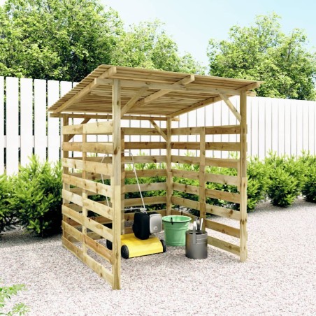 vidaXL Caseta para leña de madera de pino impregnada 