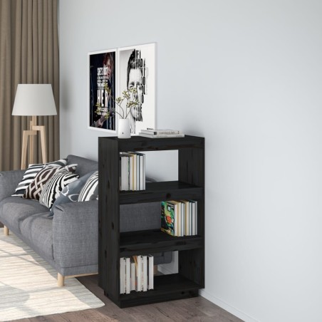 vidaXL Estantería/divisor de espacios madera pino negro 60x35x103 cm