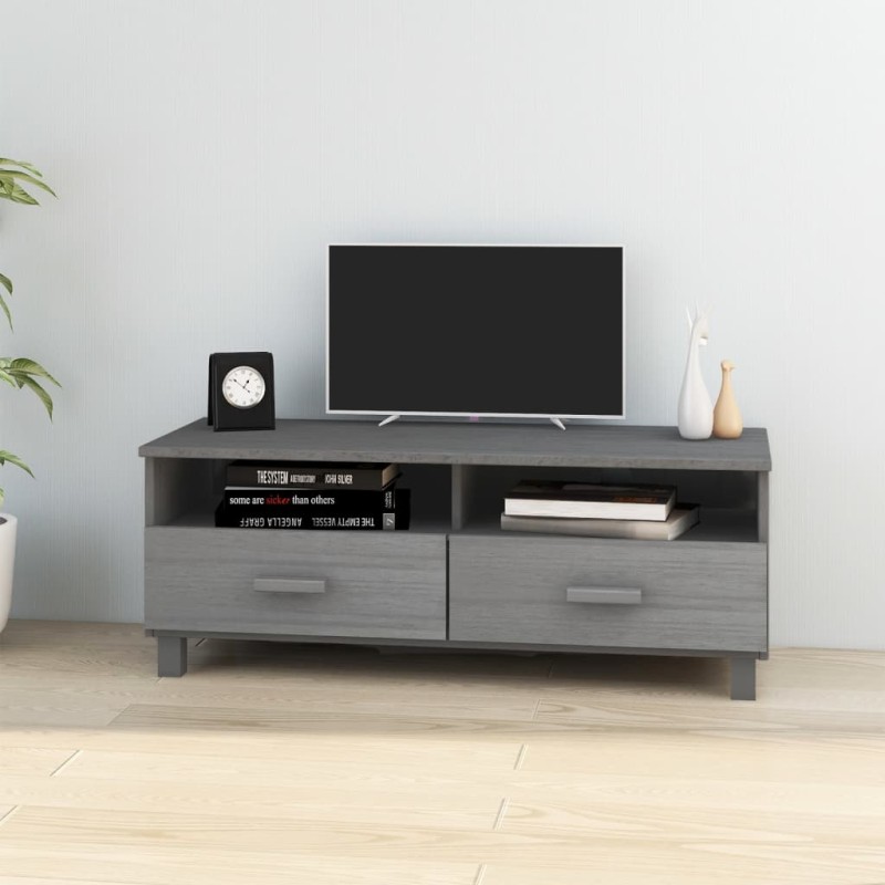 vidaXL Mueble de TV HAMAR madera maciza pino gris oscuro 106x40x40 cm