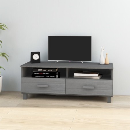 vidaXL Mueble de TV HAMAR madera maciza pino gris oscuro 106x40x40 cm