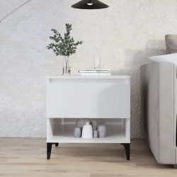 vidaXL Mesa auxiliar de madera contrachapada blanco brillo 50x46x50 cm