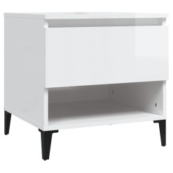 vidaXL Mesa auxiliar de madera contrachapada blanco brillo 50x46x50 cm