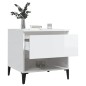 vidaXL Mesa auxiliar de madera contrachapada blanco brillo 50x46x50 cm vidaXL Mesa auxiliar de madera contrachapada blanco brillo 50x46x50 cm
