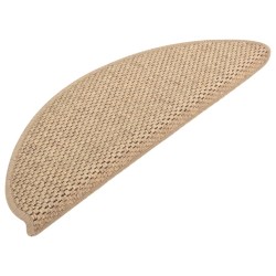 vidaXL Alfombrilla autoadhesiva escalera sisal 15 uds arena 65x21x4 cm