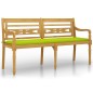 vidaXL Banco Batavia con cojín verde brillo madera maciza teca 150 cm vidaXL Banco Batavia con cojín verde brillo madera maciza teca 150 cm