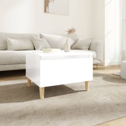 vidaXL Mesa auxiliar de madera contrachapada blanco brillo 50x46x35 cm