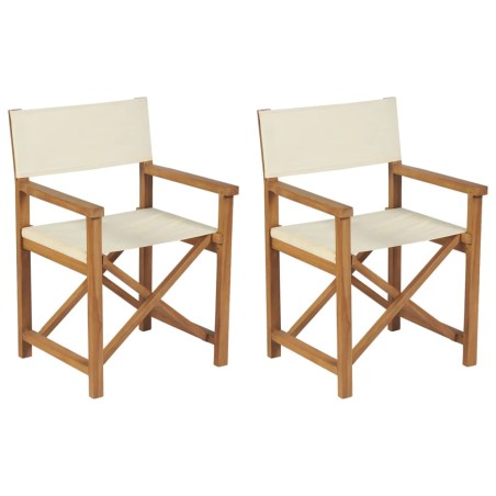 vidaXL Sillas de director plegables 2 uds madera maciza teca crema