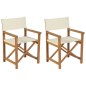vidaXL Sillas de director plegables 2 uds madera maciza teca crema vidaXL Sillas de director plegables 2 uds madera maciza teca crema
