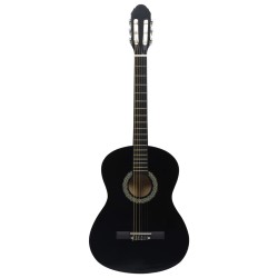 vidaXL Guitarra clásica para principiantes madera tilo negro 4/4 39"     