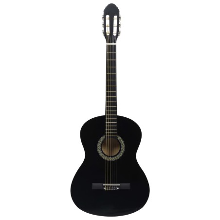 vidaXL Guitarra clásica para principiantes madera tilo negro 4/4 39"     